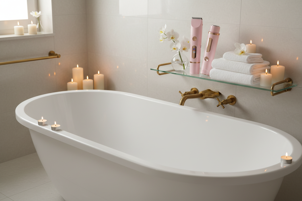 Spa bathroom with candlelight