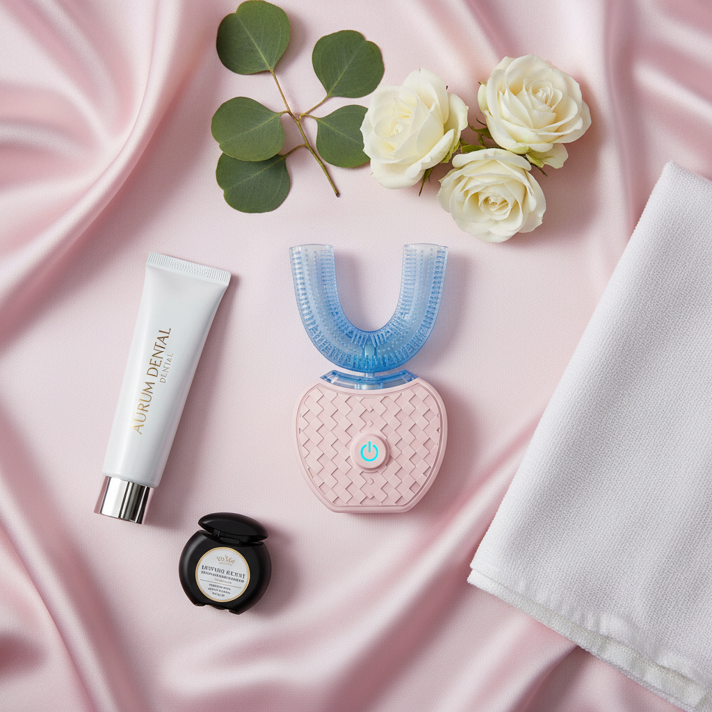 Pink silk flat lay with wellness items