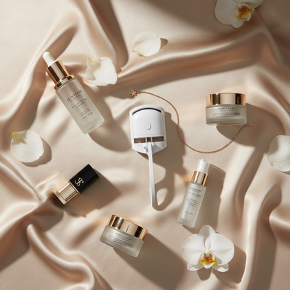 Premium flat lay on silk