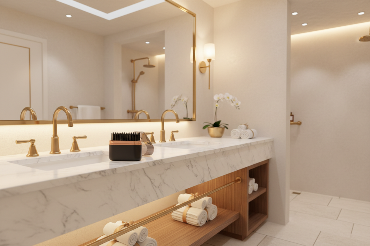 Spa-like bathroom scene